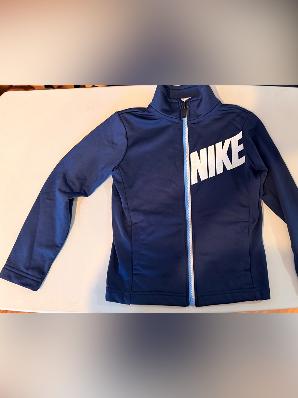 Nike Toddler Boys 4T Navy Tricot Full Zip Track Jacket White Diagonal Logo